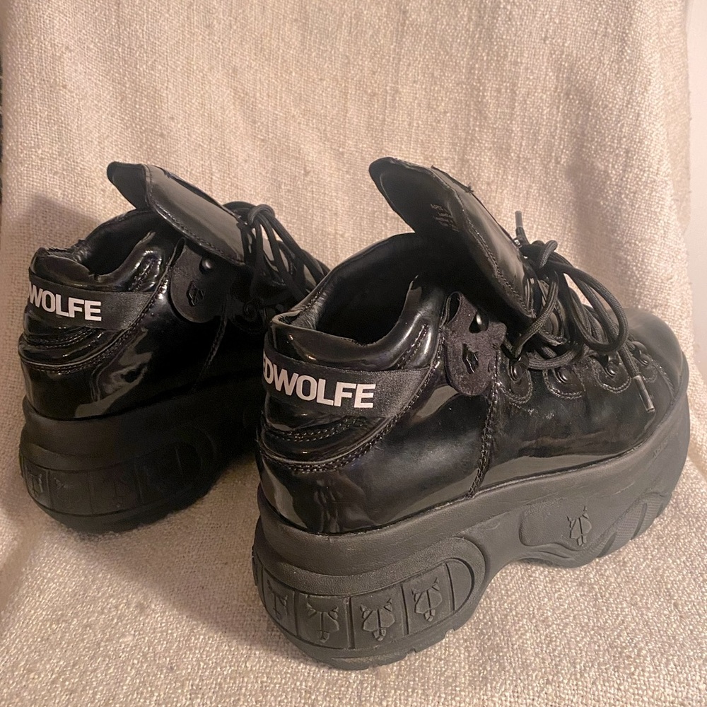 Naked Wolfe Black Patent Leather Platform Sneakers